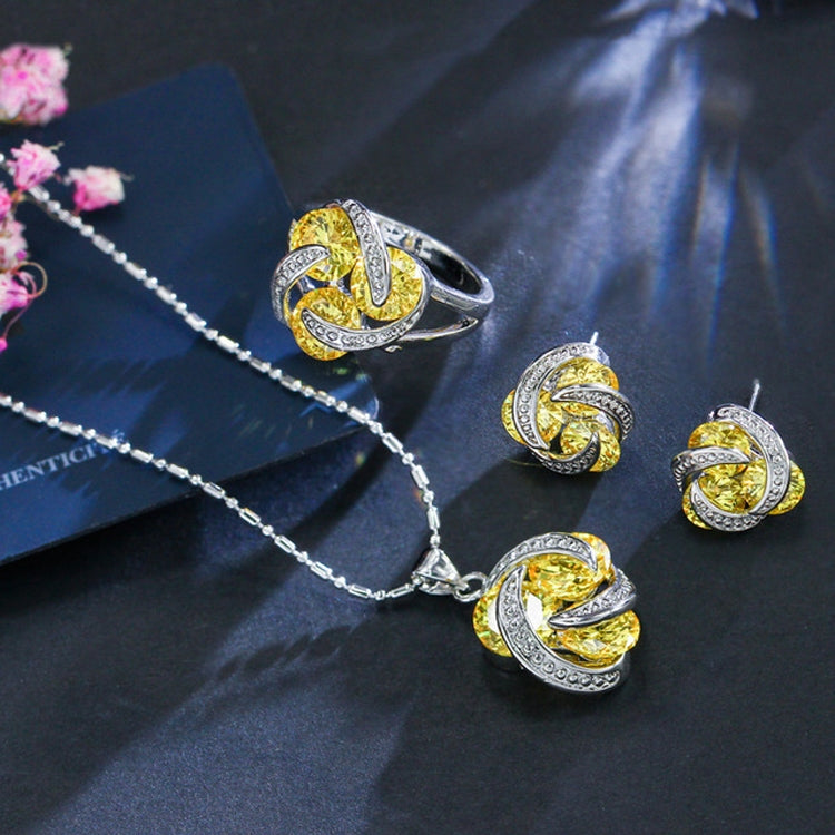 Set di anelli per collane con orecchini a nodo con zirconi cubici alla moda per donna, 6, 7, 8, 9