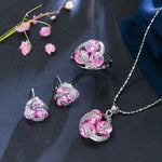 Set di anelli per collane con orecchini a nodo con zirconi cubici alla moda per donna, 6, 7, 8, 9