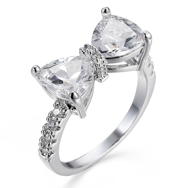 Anello con zircone dal design adorabile con fiocco di moda femminile, 6, 7, 8, 9, 10