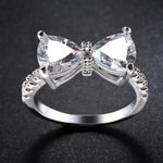 Anello con zircone dal design adorabile con fiocco di moda femminile, 6, 7, 8, 9, 10