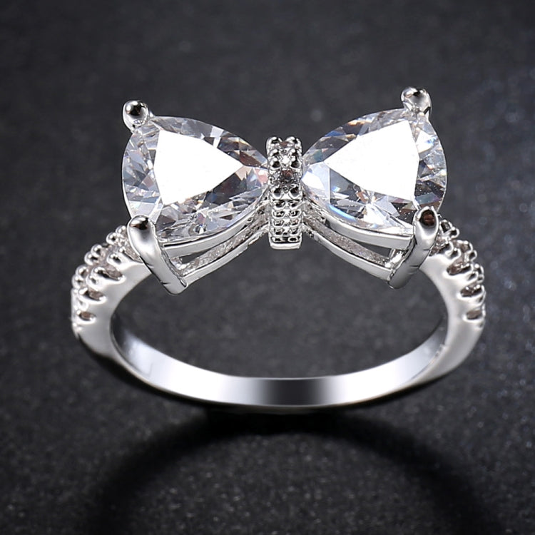Anello con zircone dal design adorabile con fiocco di moda femminile, 6, 7, 8, 9, 10
