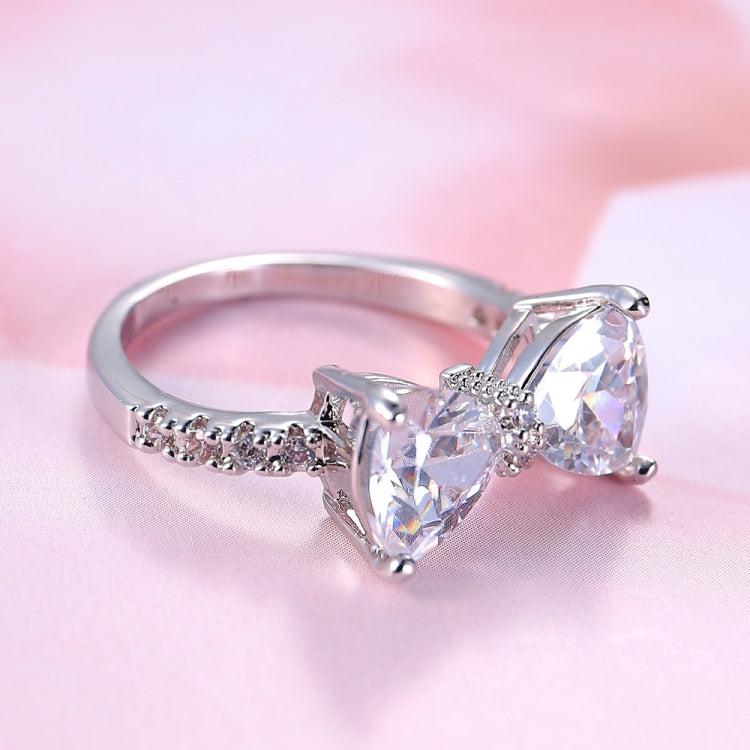 Anello con zircone dal design adorabile con fiocco di moda femminile, 6, 7, 8, 9, 10