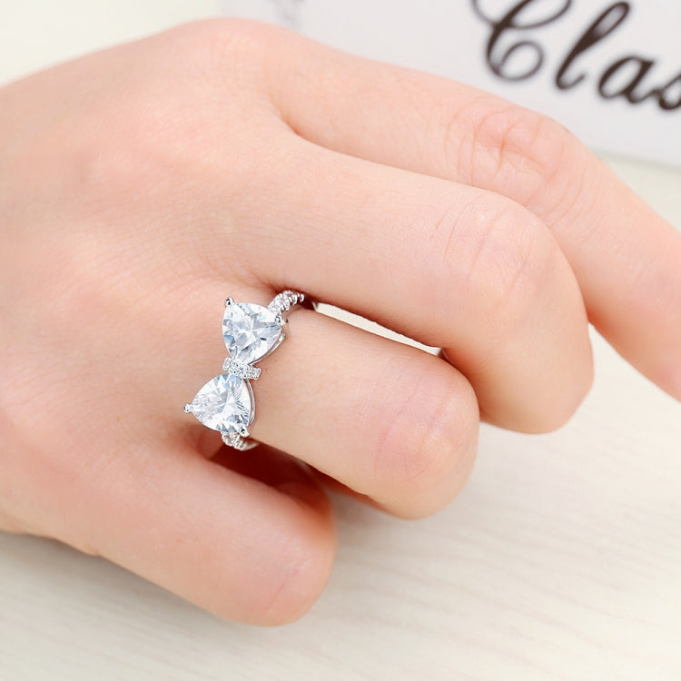 Anello con zircone dal design adorabile con fiocco di moda femminile, 6, 7, 8, 9, 10
