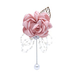 Accessori per cappotti con spilla di perle e fiori di stoffa