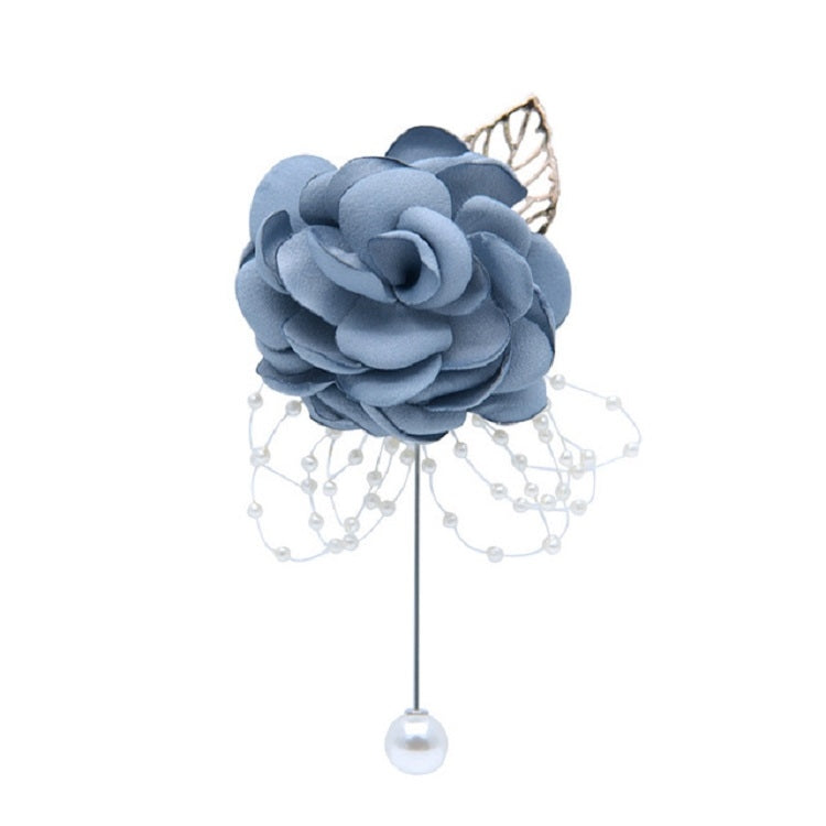 Accessori per cappotti con spilla di perle e fiori di stoffa
