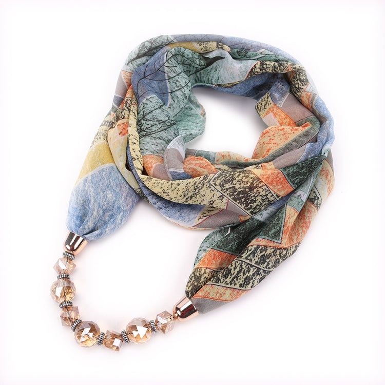 Sciarpa in chiffon con motivo floreale e collana, dimensioni: 180 x 48 cm