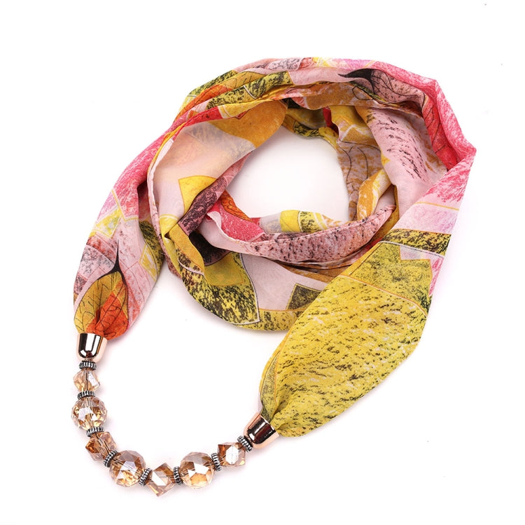 Sciarpa in chiffon con motivo floreale e collana, dimensioni: 180 x 48 cm