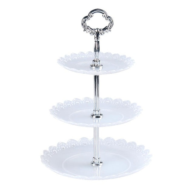 Portaoggetti per dessert con piatto di frutta a tre strati per festa di compleanno, Dessert Storage Rack, Black, Clear, Blue