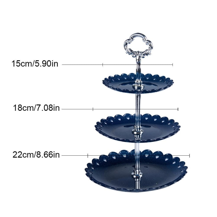 Portaoggetti per dessert con piatto di frutta a tre strati per festa di compleanno, Dessert Storage Rack, Black, Clear, Blue