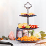 Portaoggetti per dessert con piatto di frutta a tre strati per festa di compleanno, Dessert Storage Rack, Black, Clear, Blue