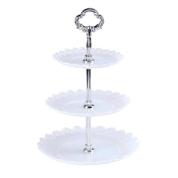 Portaoggetti per dessert con piatto di frutta a tre strati per festa di compleanno, Dessert Storage Rack, Black, Clear, Blue