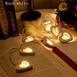 Stringa luminosa per decorazioni a forma di cuore per interni ed esterni per feste di Natale con cuore in legno da 1,2 m e 10 LED