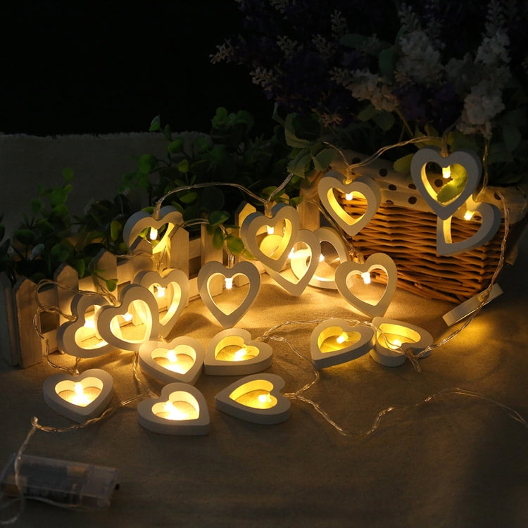 Stringa luminosa per decorazioni a forma di cuore per interni ed esterni per feste di Natale con cuore in legno da 1,2 m e 10 LED