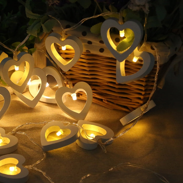 Stringa luminosa per decorazioni a forma di cuore per interni ed esterni per feste di Natale con cuore in legno da 1,2 m e 10 LED