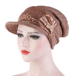 Cappello turbante con paillettes da donna, traspirante, vuoto, da 2 pezzi, One Size