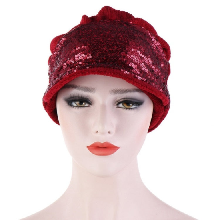 Cappello turbante con paillettes da donna, traspirante, vuoto, da 2 pezzi, One Size