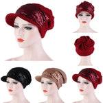 Cappello turbante con paillettes da donna, traspirante, vuoto, da 2 pezzi, One Size