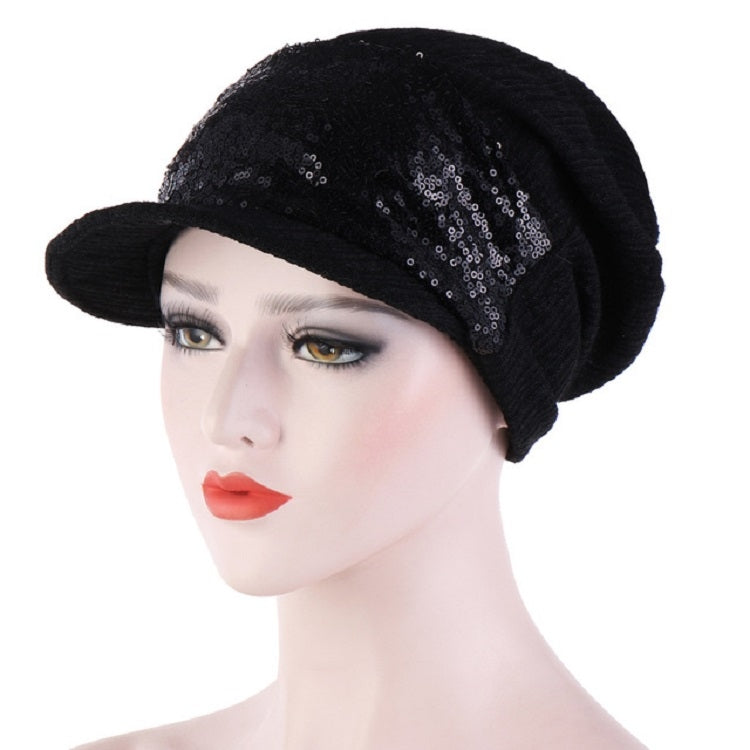 Cappello turbante con paillettes da donna, traspirante, vuoto, da 2 pezzi, One Size