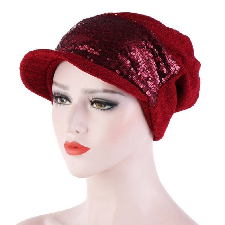 Cappello turbante con paillettes da donna, traspirante, vuoto, da 2 pezzi, One Size