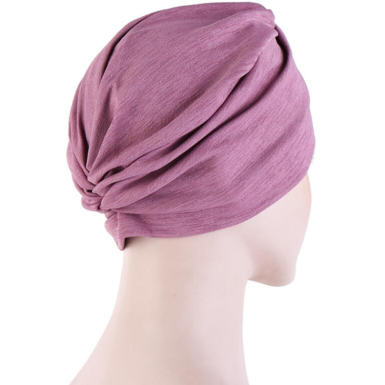 Cappello turbante con cappuccio decorativo con perle, piega sulla fronte da donna, 2 pezzi, One Size