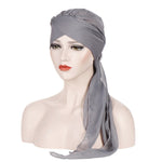 Cappello turbante con cappuccio a coda lunga in chiffon incrociato sulla fronte da 2 pezzi, One Size