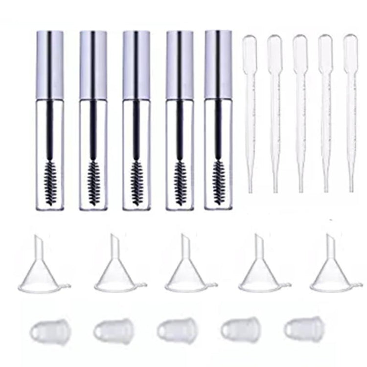5 pezzi 12 ml tubo vuoto per mascara con bacchetta per ciglia + 5 pezzi imbuti e pipette di trasferimento set per set di contenitori fai da te per olio di ricino