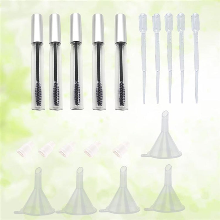 5 pezzi 12 ml tubo vuoto per mascara con bacchetta per ciglia + 5 pezzi imbuti e pipette di trasferimento set per set di contenitori fai da te per olio di ricino