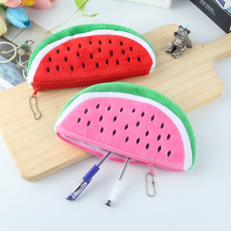 Simpatico astuccio in peluche a forma di anguria, Watermelon Shape Pencil Bag