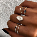 6 pezzi da donna bohemien semplice moda goffratura waterdrop con anelli di diamanti set di gioielli