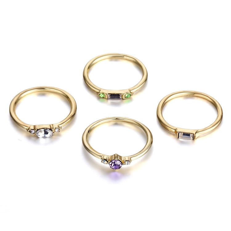 Set di 4 anelli da donna vintage con zirconi in cristallo di Boemia, 6, 7, 8, 9, 5, 10, 11