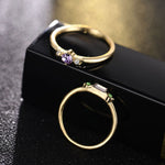 Set di 4 anelli da donna vintage con zirconi in cristallo di Boemia, 6, 7, 8, 9, 5, 10, 11