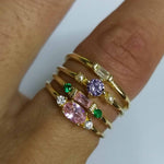 Set di 4 anelli da donna vintage con zirconi in cristallo di Boemia, 6, 7, 8, 9, 5, 10, 11