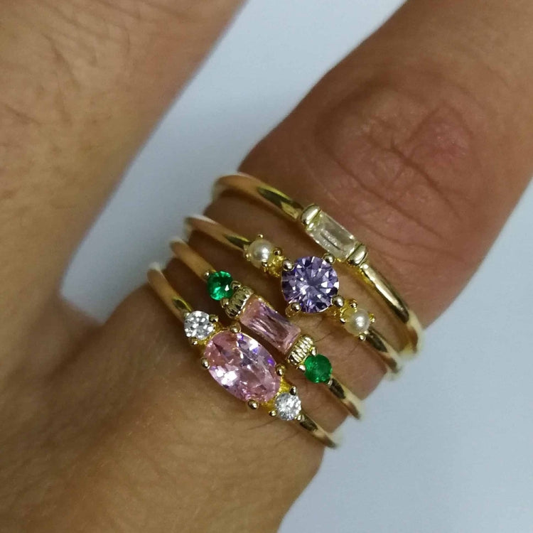 Set di 4 anelli da donna vintage con zirconi in cristallo di Boemia, 6, 7, 8, 9, 5, 10, 11