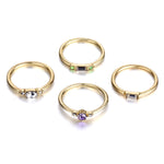 Set di 4 anelli da donna vintage con zirconi in cristallo di Boemia, 6, 7, 8, 9, 5, 10, 11