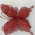 Ciondolo natalizio con farfalla, fiore artificiale, decorazione per albero di Natale, 5 pezzi, Gold, Silver, Aermy Green, Pink, Red