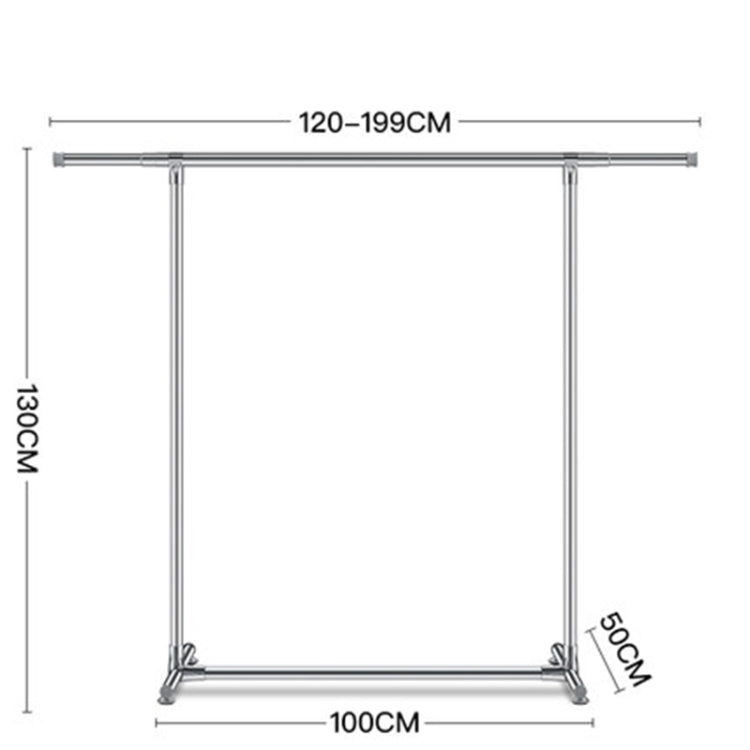 Stendino telescopico da 120-200 cm Scaffale per riporre il balcone da esterno Appendiabiti in acciaio inossidabile Appendiabiti a stecca singola, 120-200cm