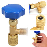 Apribottiglie con valvola in metallo blu 1/4 Connettore SAE Erogazione apribottiglie con valvola del refrigerante per R22 R134a R410A, Blue Metal Valve Bottle