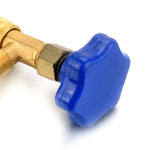 Apribottiglie con valvola in metallo blu 1/4 Connettore SAE Erogazione apribottiglie con valvola del refrigerante per R22 R134a R410A, Blue Metal Valve Bottle