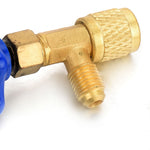 Apribottiglie con valvola in metallo blu 1/4 Connettore SAE Erogazione apribottiglie con valvola del refrigerante per R22 R134a R410A, Blue Metal Valve Bottle