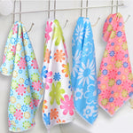 4 pezzi/set Panno per pulizia in tessuto con fiori stampati in microfibra, Microfiber Printed Towels