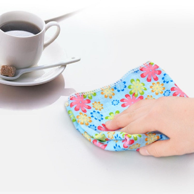 4 pezzi/set Panno per pulizia in tessuto con fiori stampati in microfibra, Microfiber Printed Towels
