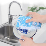 4 pezzi/set Panno per pulizia in tessuto con fiori stampati in microfibra, Microfiber Printed Towels