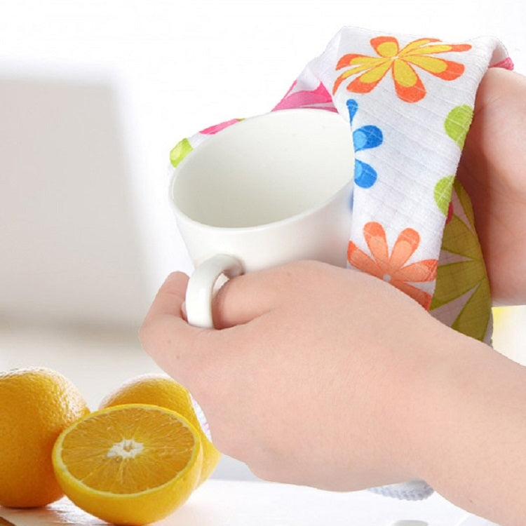 4 pezzi/set Panno per pulizia in tessuto con fiori stampati in microfibra, Microfiber Printed Towels
