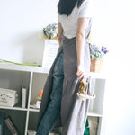 Grembiule lungo slim fit in cotone e lino a coda di pesce, per fiorista, manicure, negozio