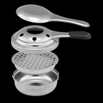 Fornello ad alcool antivento con manico in acciaio inossidabile mini fornello da campeggio Carburante da campeggio Piccolo fornello ad alcool antivento con pentola calda, 9.5cm