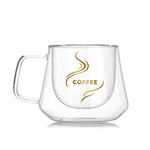 Tazza a doppia parete Tazze da ufficio Tazza da caffè doppia con isolamento termico Tazza in vetro da caffè, Labeled, No label