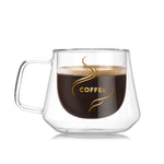 Tazza a doppia parete Tazze da ufficio Tazza da caffè doppia con isolamento termico Tazza in vetro da caffè, Labeled, No label