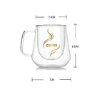 Tazza a doppia parete Tazze da ufficio Tazza da caffè doppia con isolamento termico Tazza in vetro da caffè, Labeled, No label