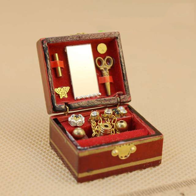 Casa delle bambole Mini portagioie vintage Accessori Giocattoli educativi per bambini, Jewelry Box