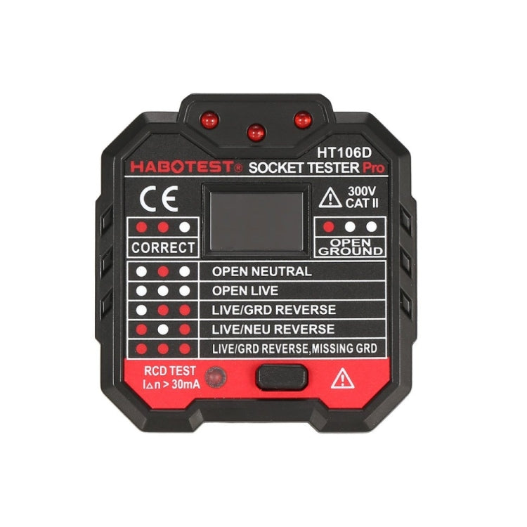 HT106 Tester per prese Rilevatore di test di tensione Linea di terra Linea neutra Elettroscopio di dispersione della linea in tensione, UK Plug, EU Plug, US Plug